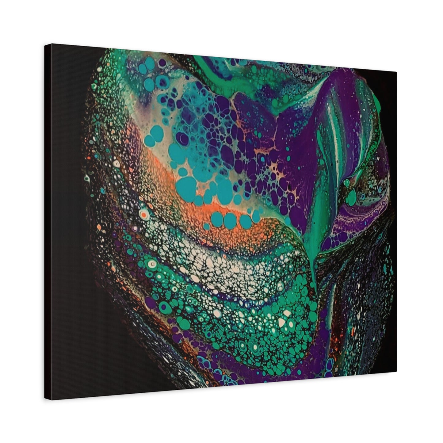 Abstract Fluid Art Canvas Print — Teal, Purple & Gold Swirl Matte Stretched Wall Art