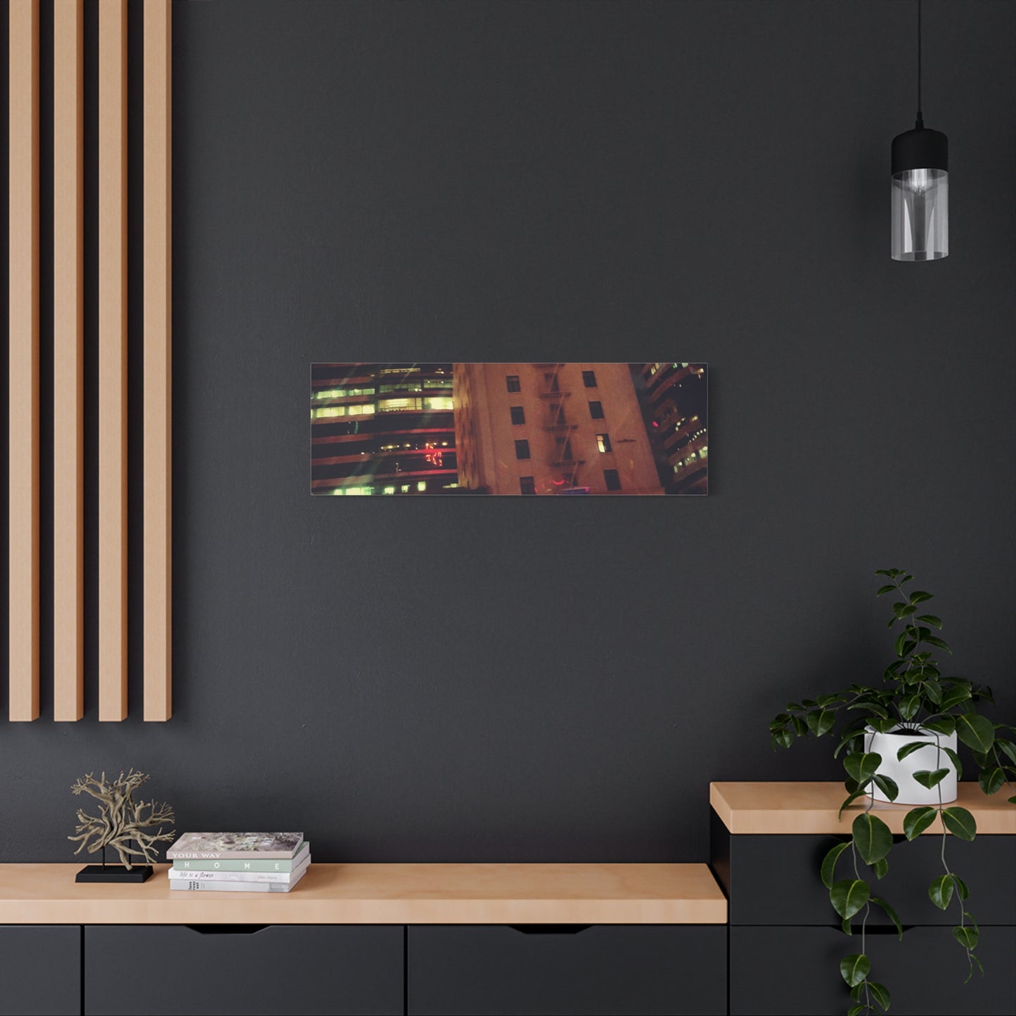 Hotel DeAnza - City Nightscape Canvas Print — Urban Street Art Building Matte Stretched 1.25"