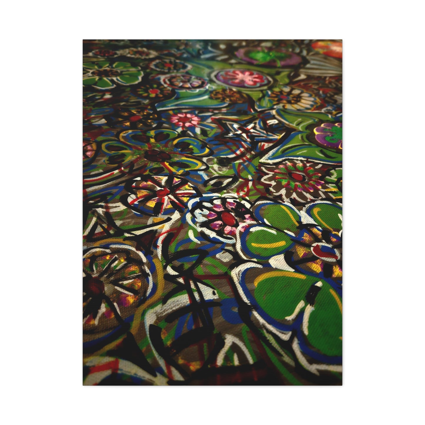 Urban_Gardening - Abstract Floral Canvas Print — Colorful Street-Art Style Stretched Wall Art
