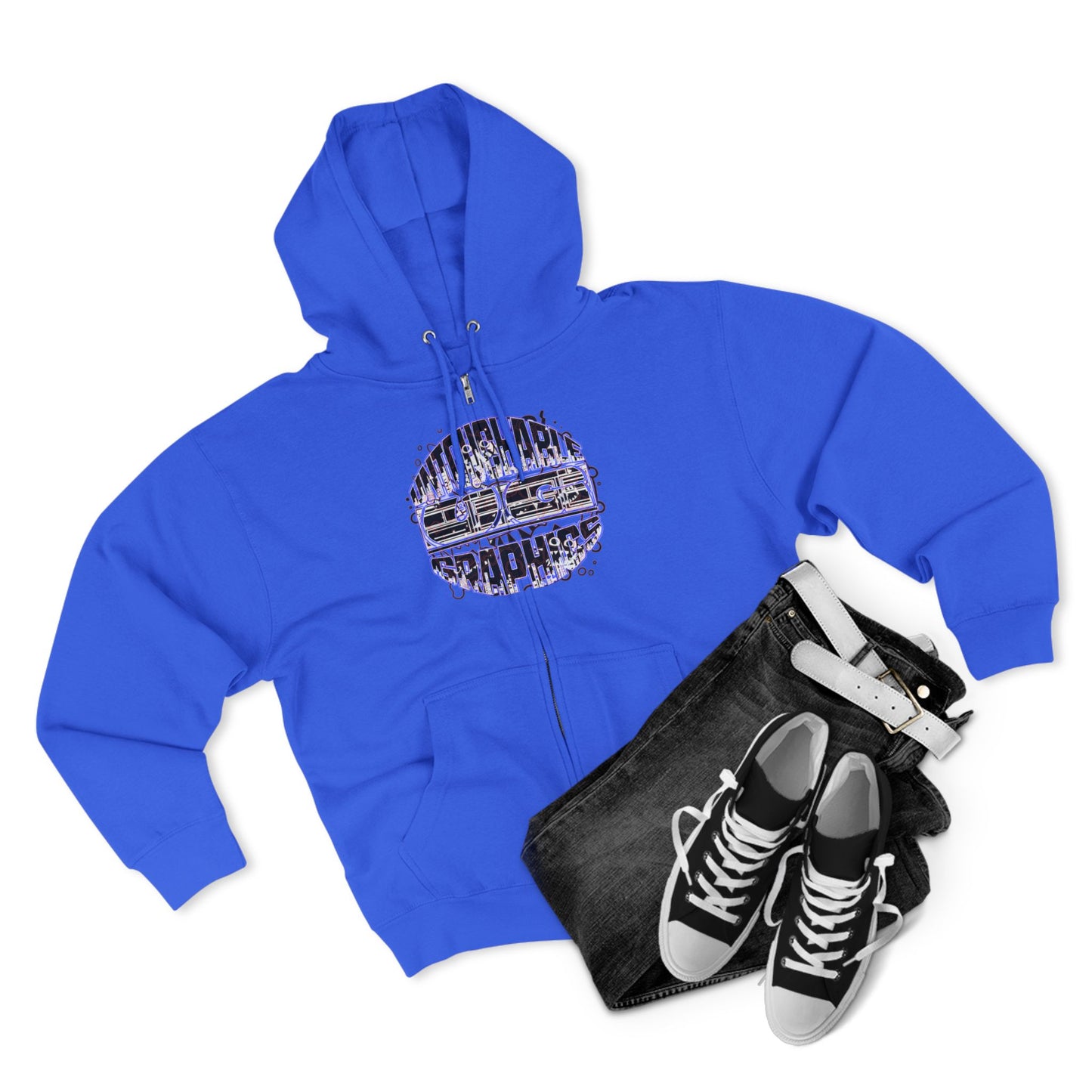 UG-logo - Zip Hoodie with Abstract Cyber Circuit Circle Graphic
