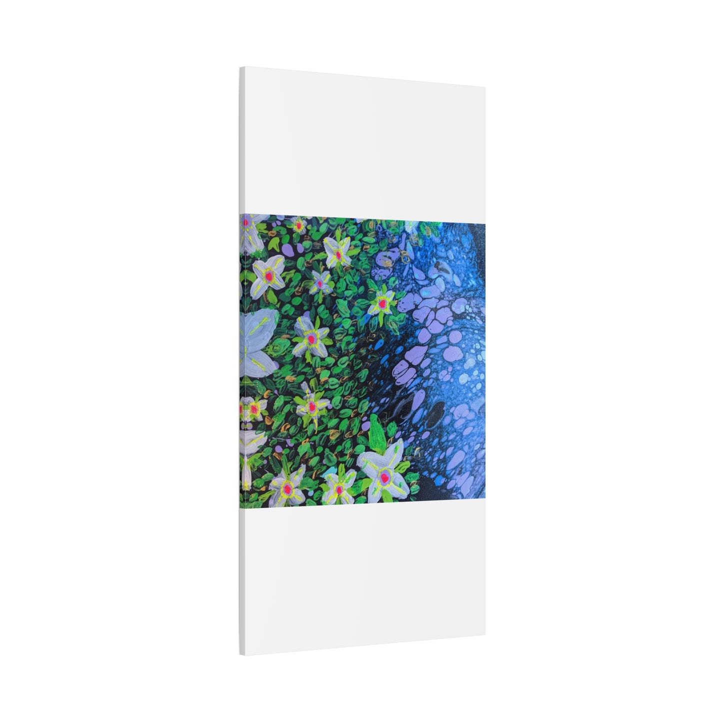 Floetrol&Flowers -  Reef Matte Canvas Wall Art — Blue & Green Abstract Flower Painting