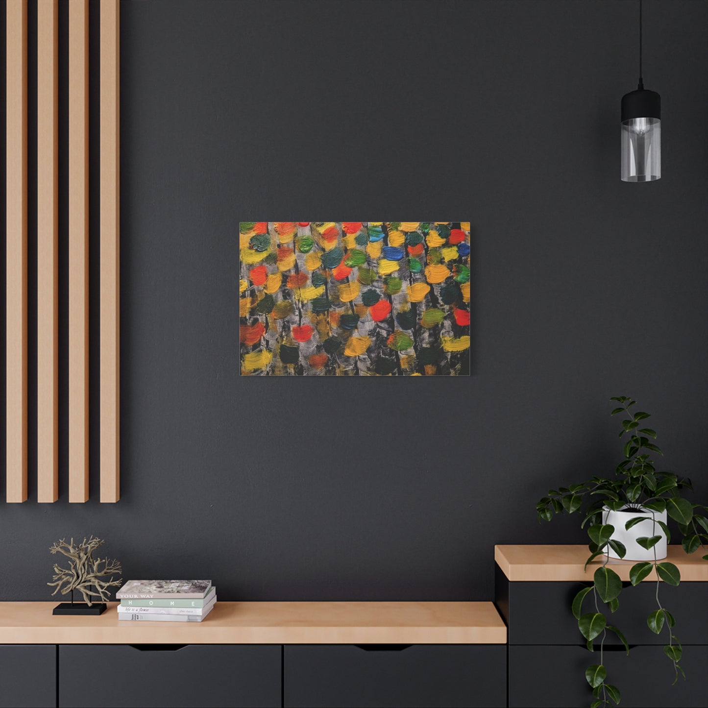 birch trees with color strokes - Abstract Color Bloom Matte Canvas Wall Art — Stretched 1.25"