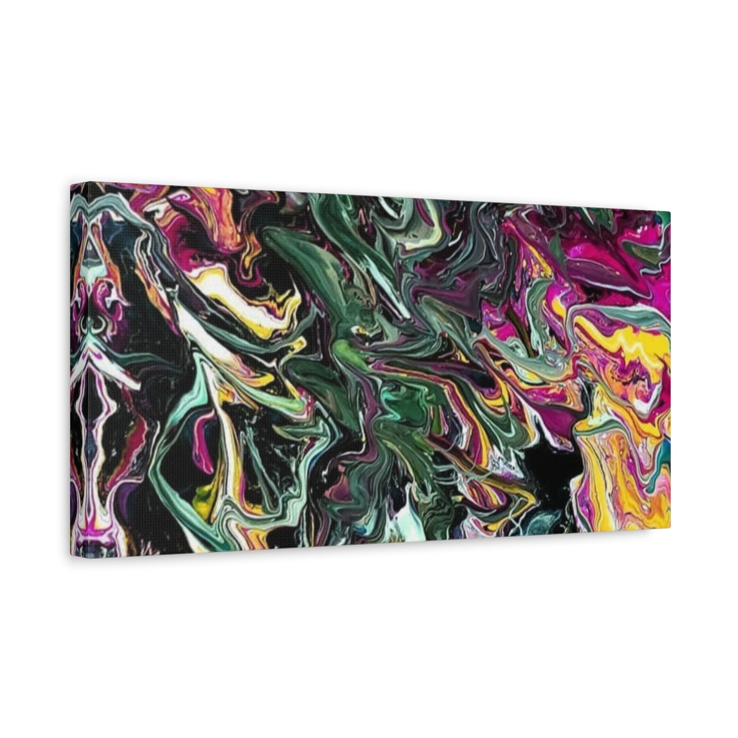 chaos in the garden - Abstract Fluid Art Matte Canvas Print - Colorful Swirl Wall Art