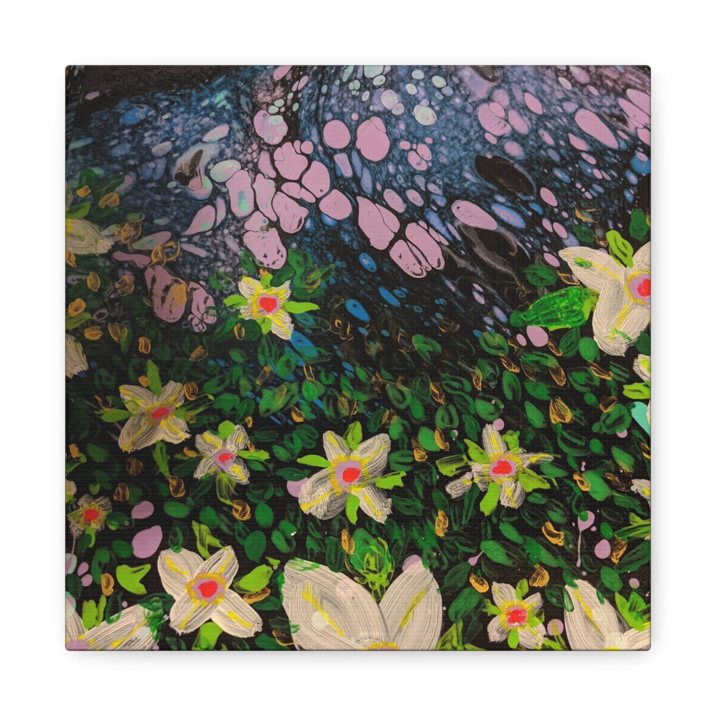 Floetrol&Flowers - Night Pour Garden Matte Canvas Print — Stretched Wall Art