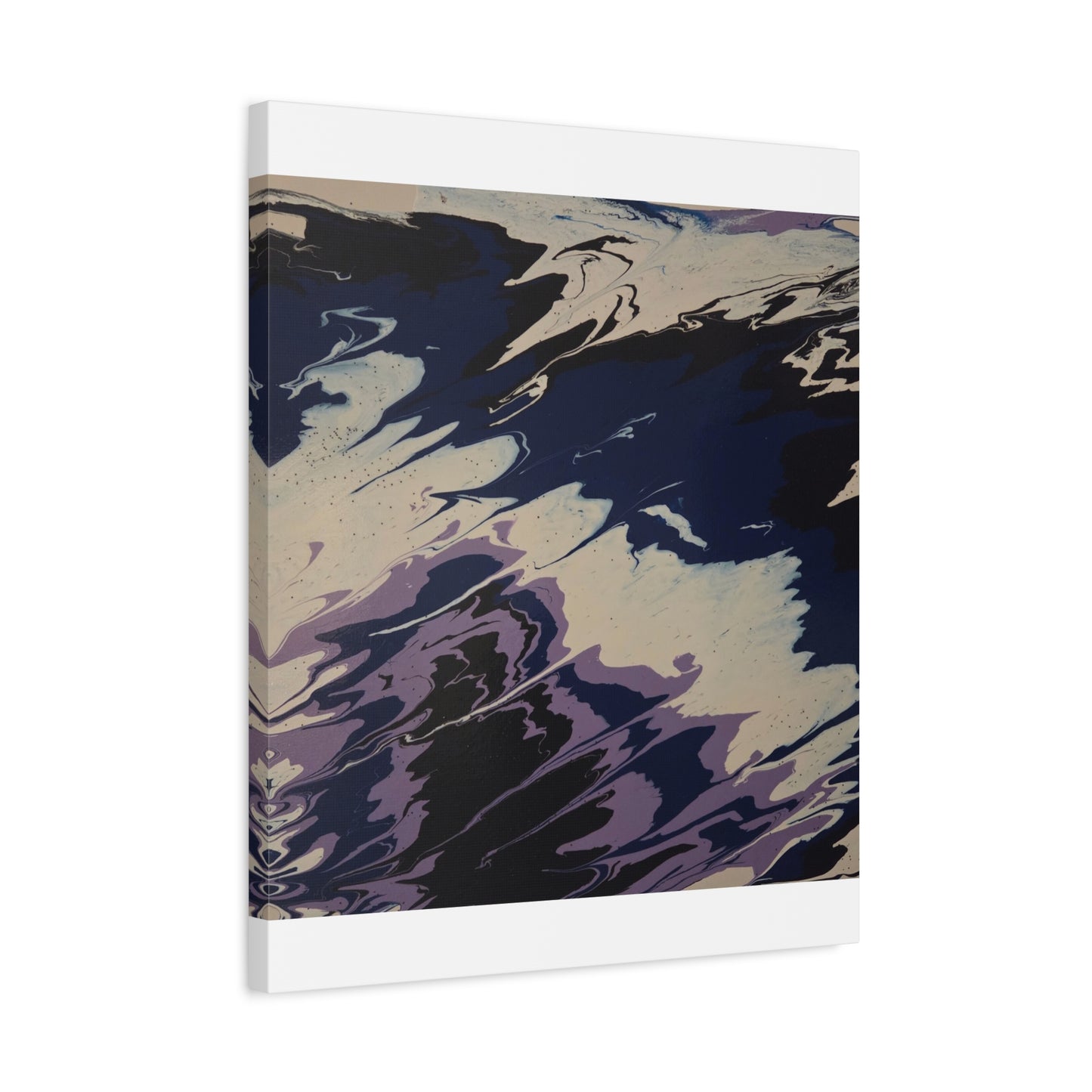 Abstract Navy & Lavender Wave Matte Stretched Canvas (1.25")