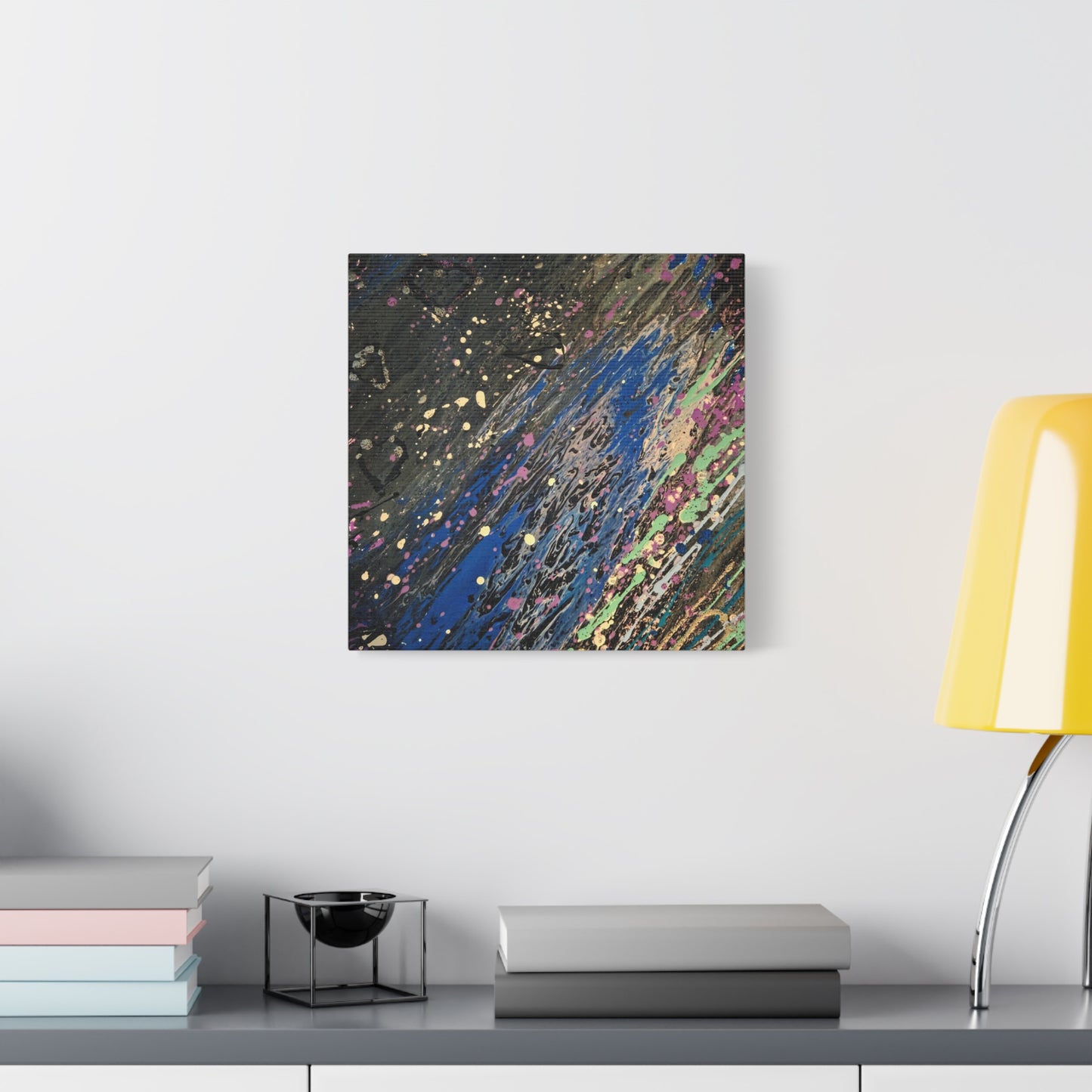 Abstract Splatter Matte Canvas Print — Colorful Fluid Art Wall Decor, Stretched 1.25"
