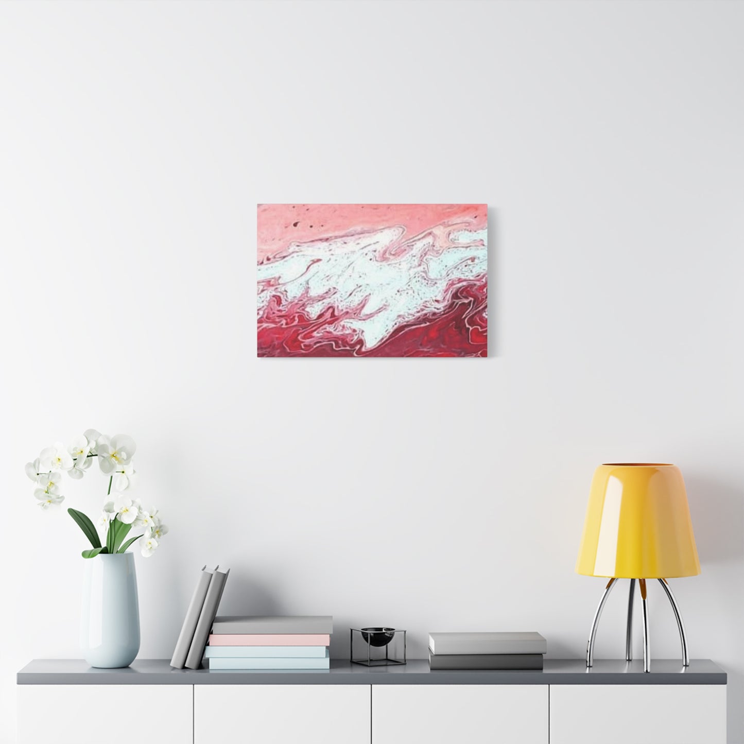 Abstract Pink & Red Fluid Art Canvas — Matte Stretched Wall Art