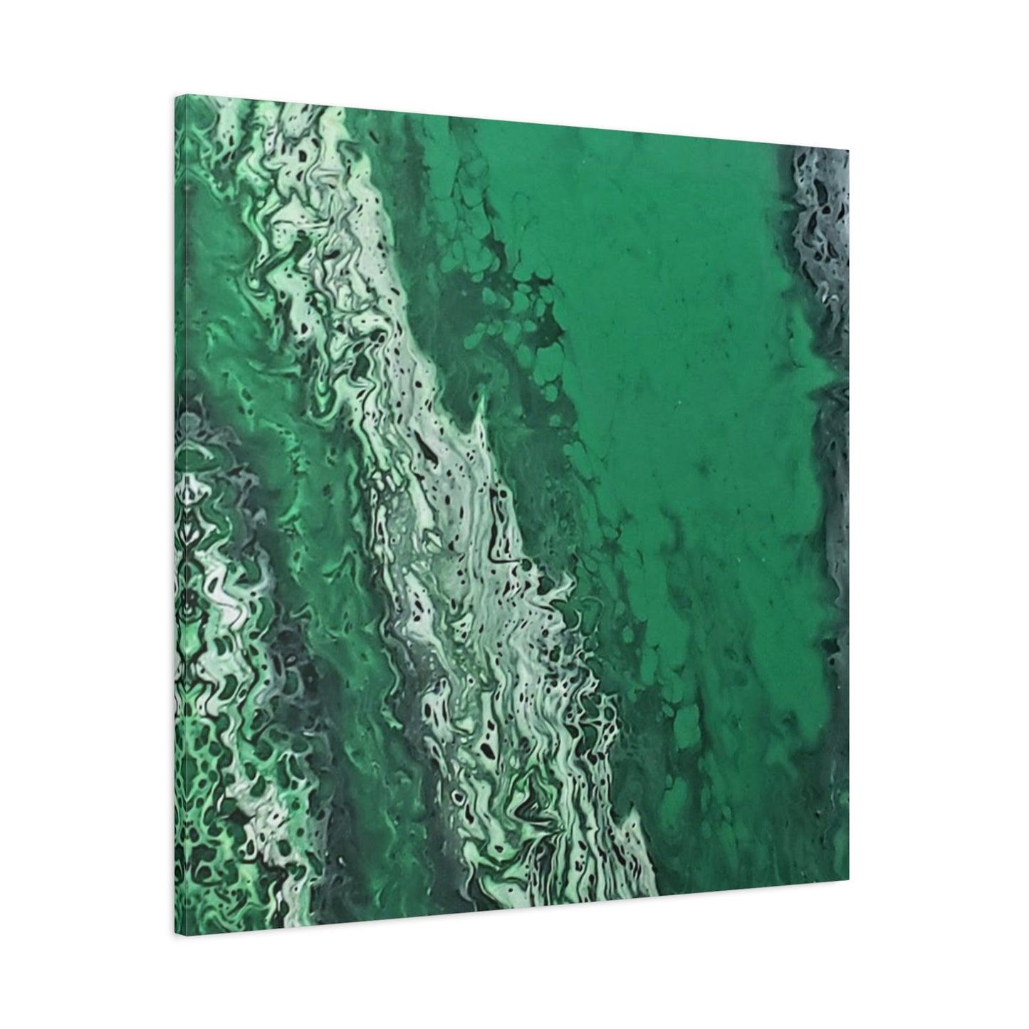 Emerald Wave Abstract Canvas Print — Matte Stretched Wall Art