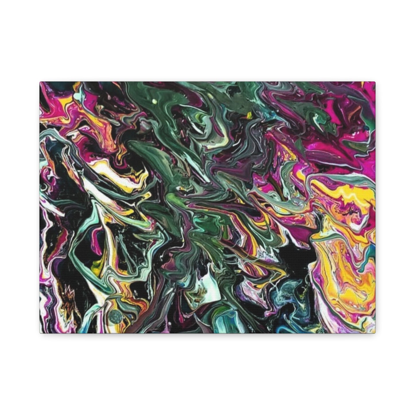 chaos in the garden - Abstract Fluid Art Matte Canvas Print - Colorful Swirl Wall Art
