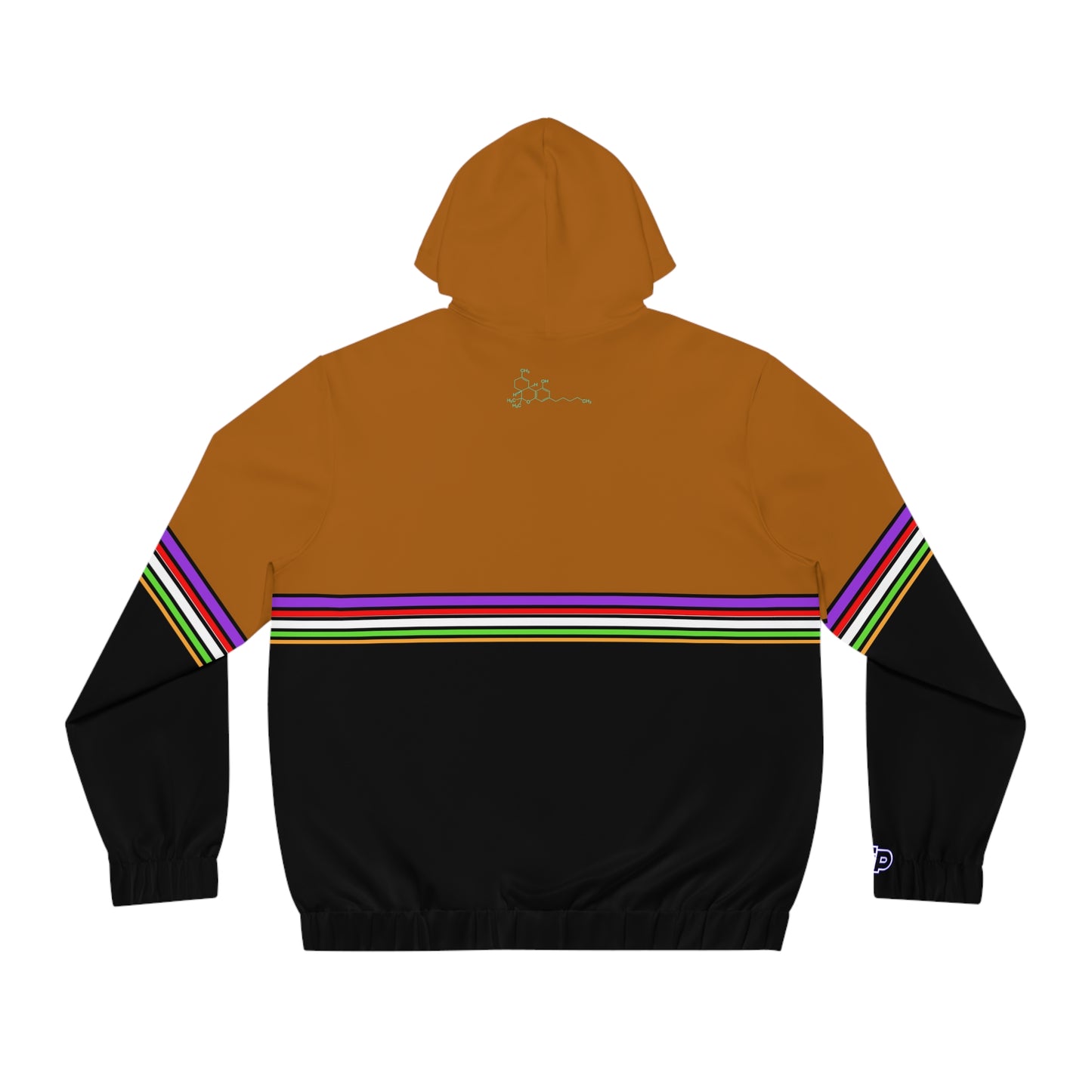 Full-Zip Hoodie with Striped Retro Panels & Leaf Emblem