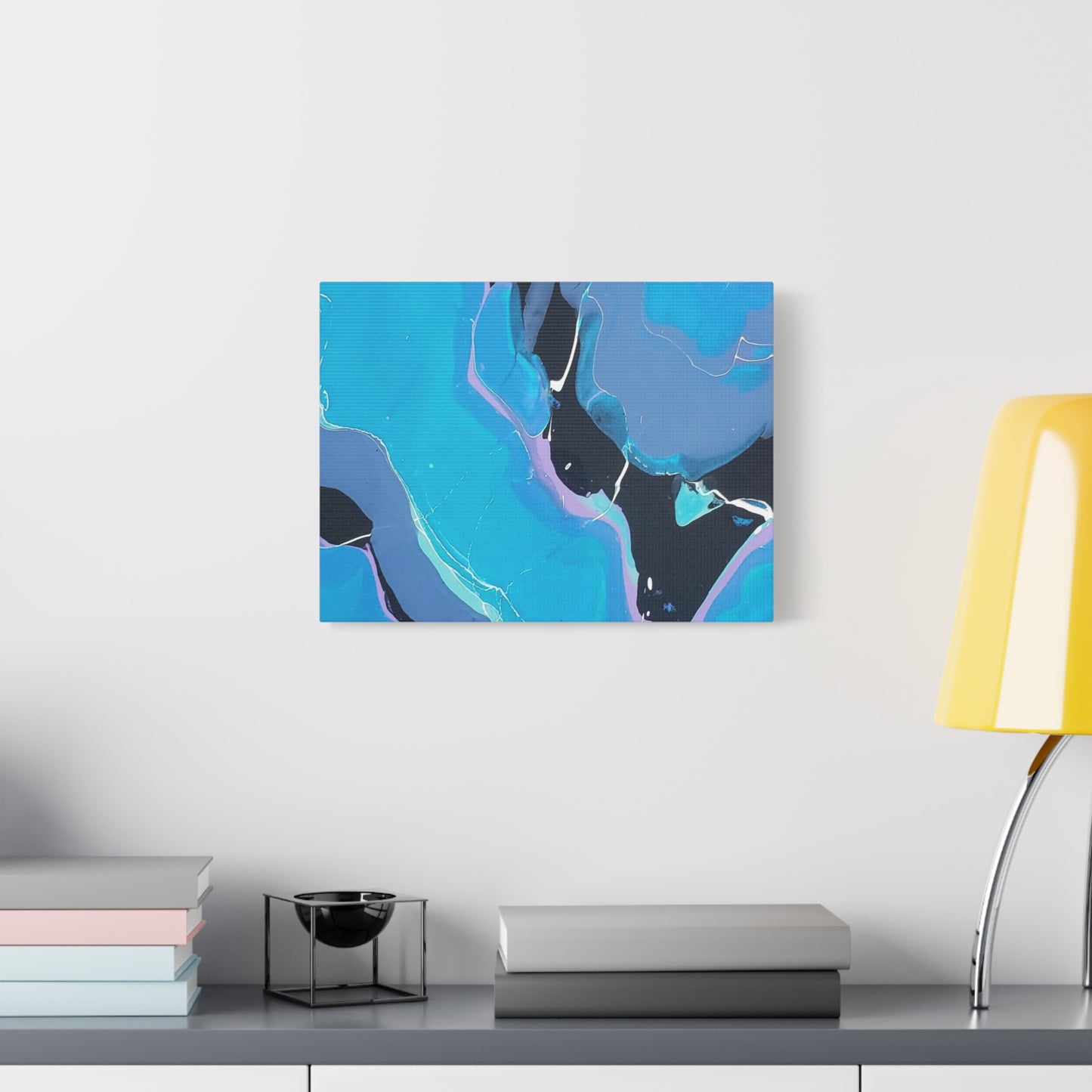 Abstract Blue Fluid Art Canvas Print — Matte Stretched Wall Art 1.25"