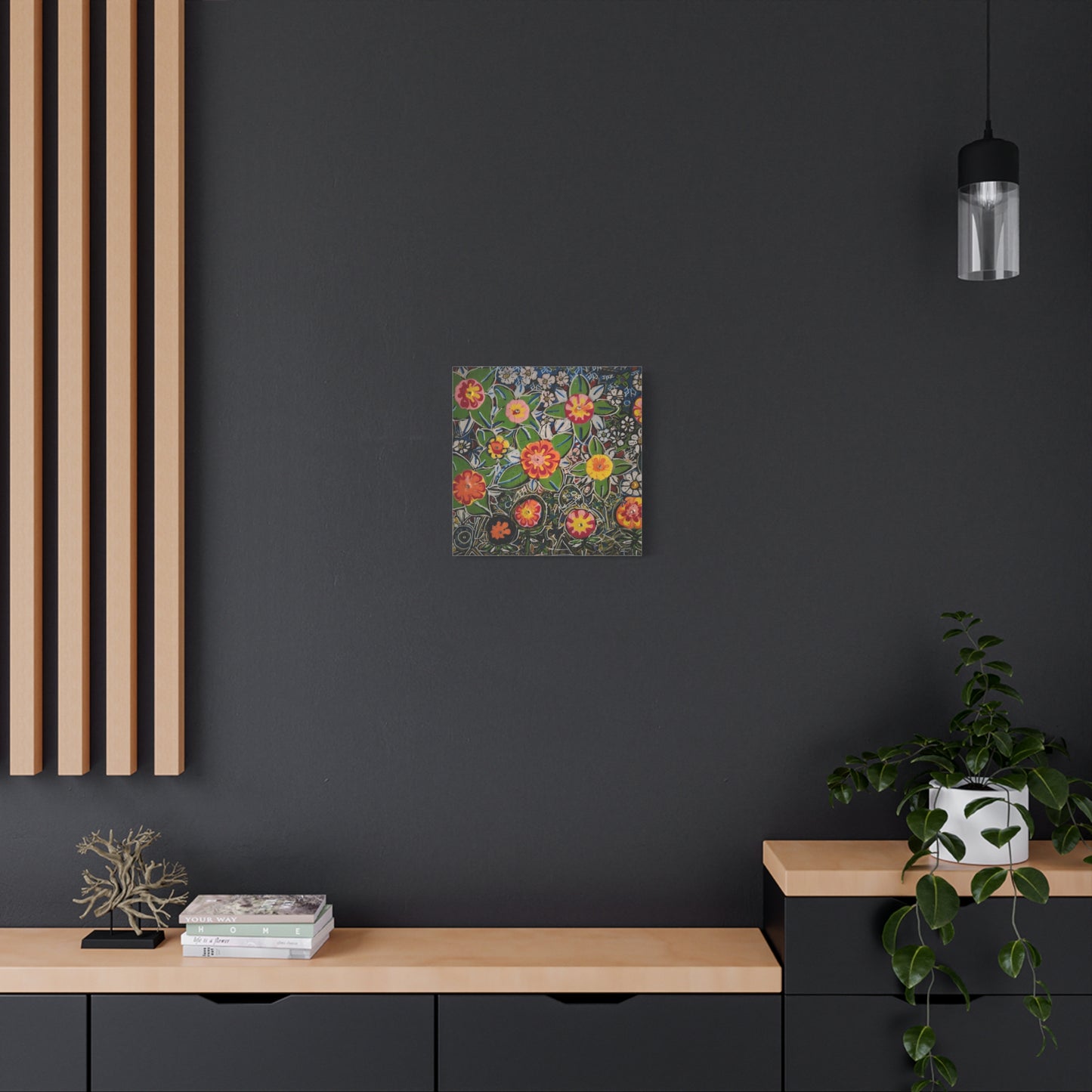 Urban_gardening-04 - Floral Pop Matte Stretched Canvas – Colorful Hand-Painted Garden Wall Art