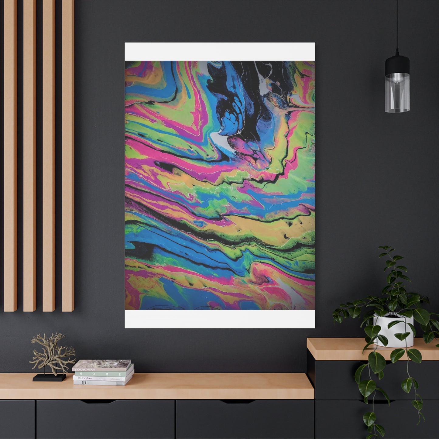Abstract Neon Fluid Art Canvas Print — Vibrant Psychedelic Wall Decor
