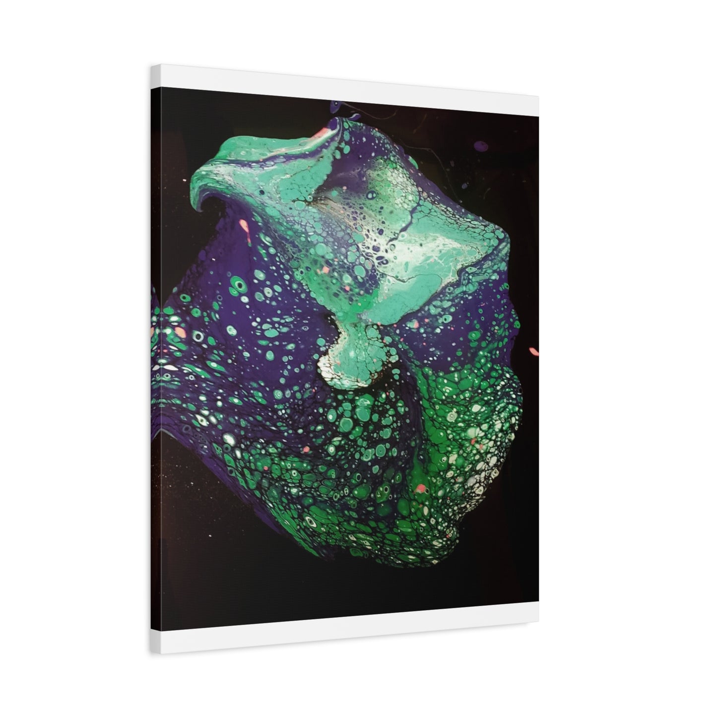 Abstract Green & Teal Fluid Art Canvas Print - Matte Stretched Wall Art