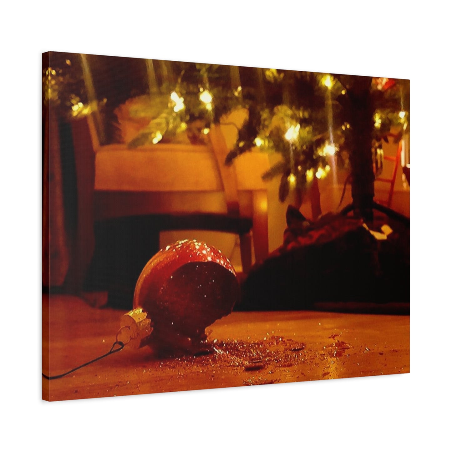 Christmas Tree Ornament Photo Canvas – Cozy Holiday Still Life Wall Art