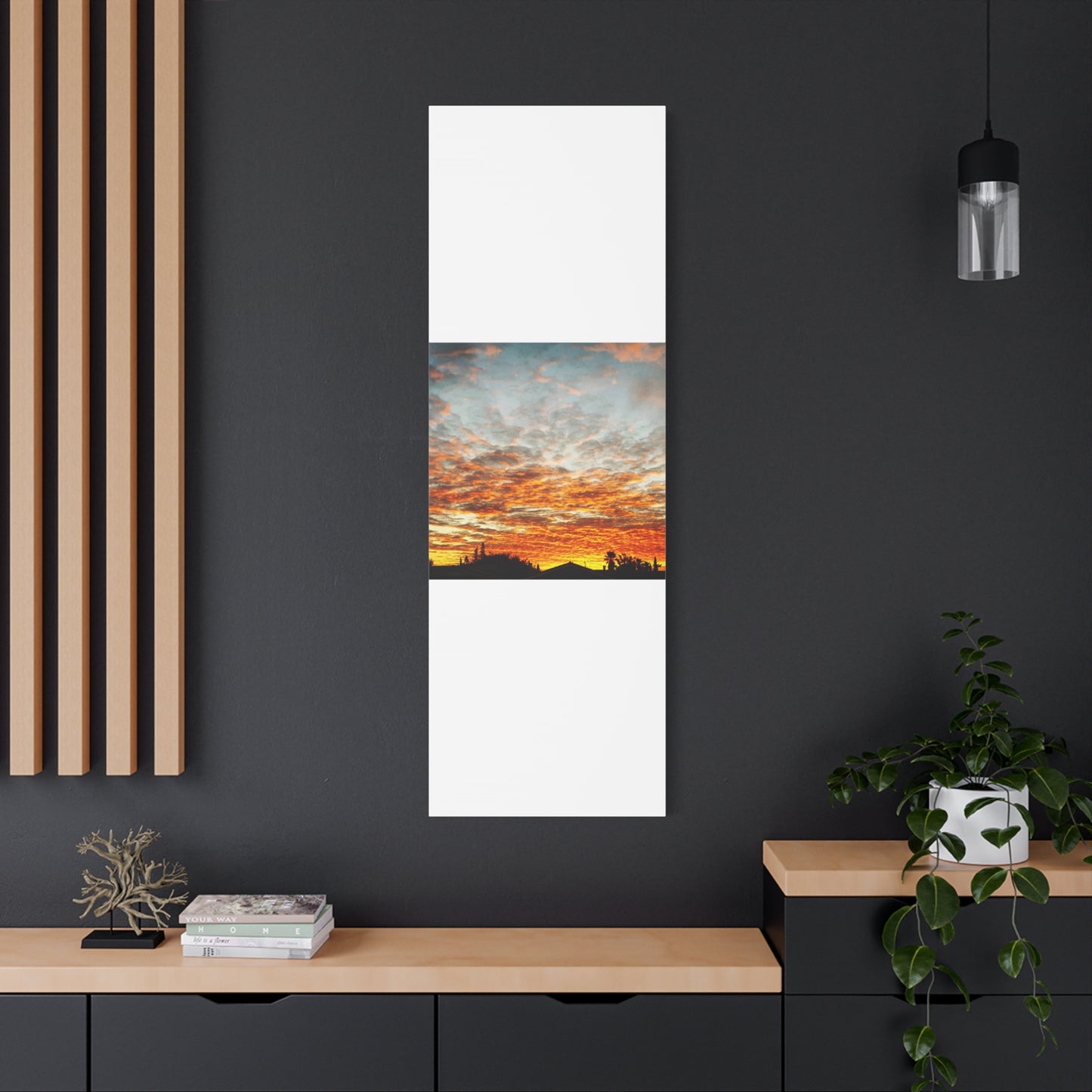 Sunset Sky Canvas Print — Orange Cloudscape Matte Stretched Wall Art
