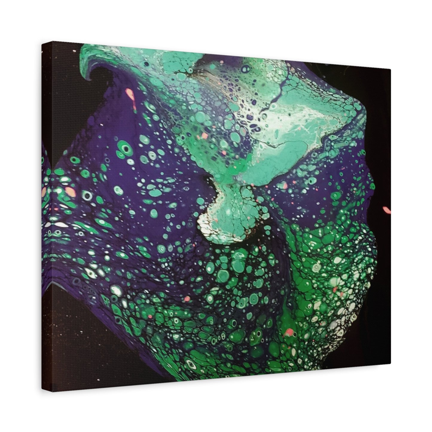 Abstract Green & Teal Fluid Art Canvas Print - Matte Stretched Wall Art