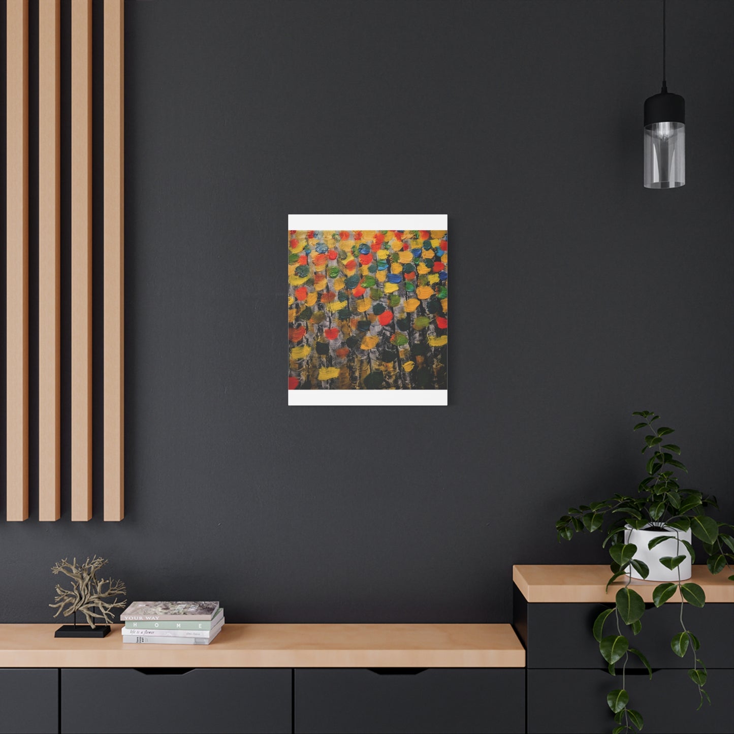 birch trees with color strokes - Abstract Color Bloom Matte Canvas Wall Art — Stretched 1.25"