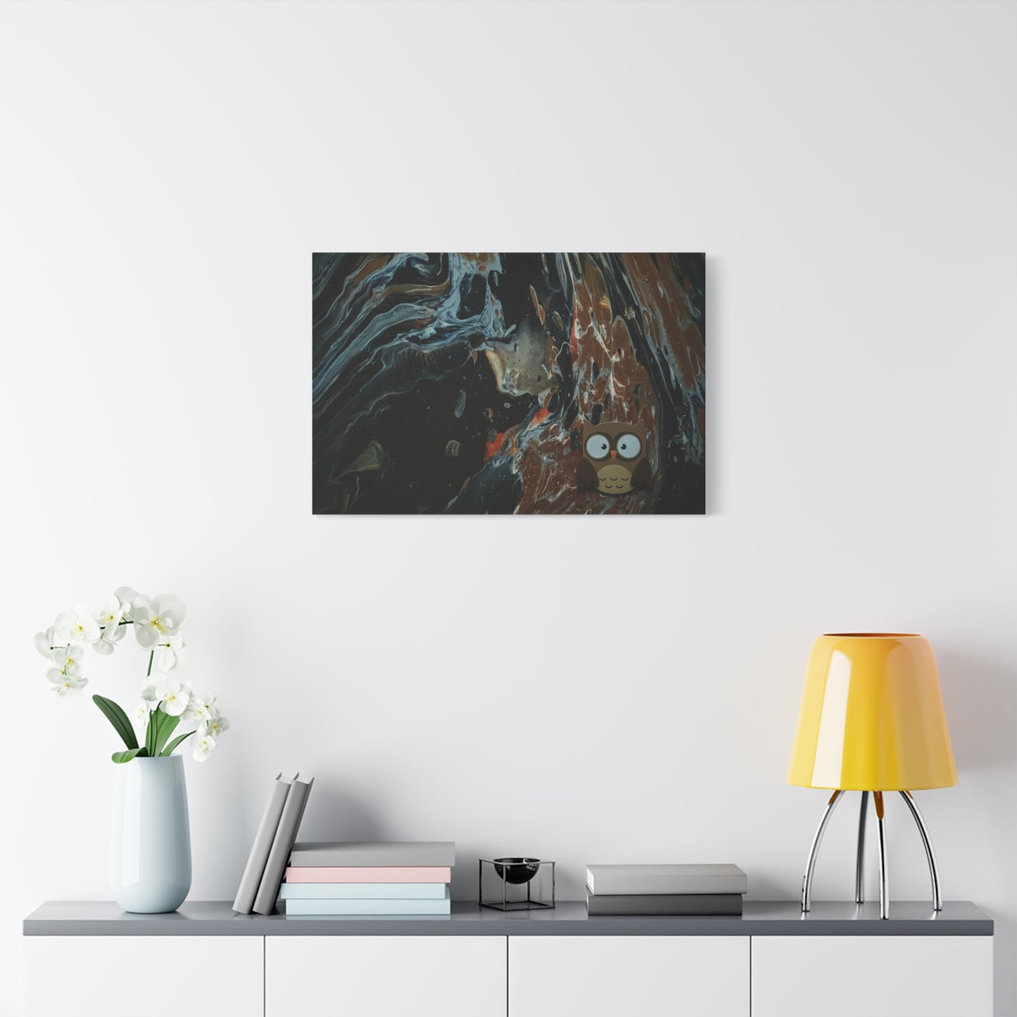 Abstract Swirl Owl Matte Canvas Print