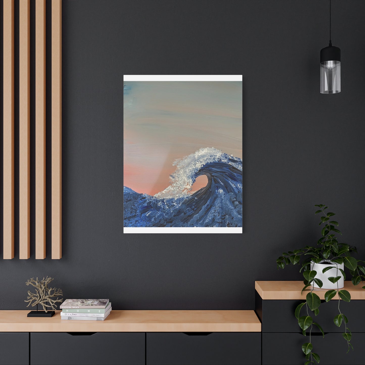California_Coast - Ocean Wave Canvas Art — Blue Wave Seascape Matte Stretched Canvas