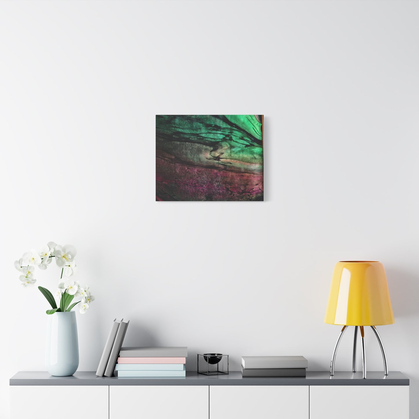flame tempered pour - Abstract Teal & Magenta Canvas Wall Art — Matte Stretched 1.25"
