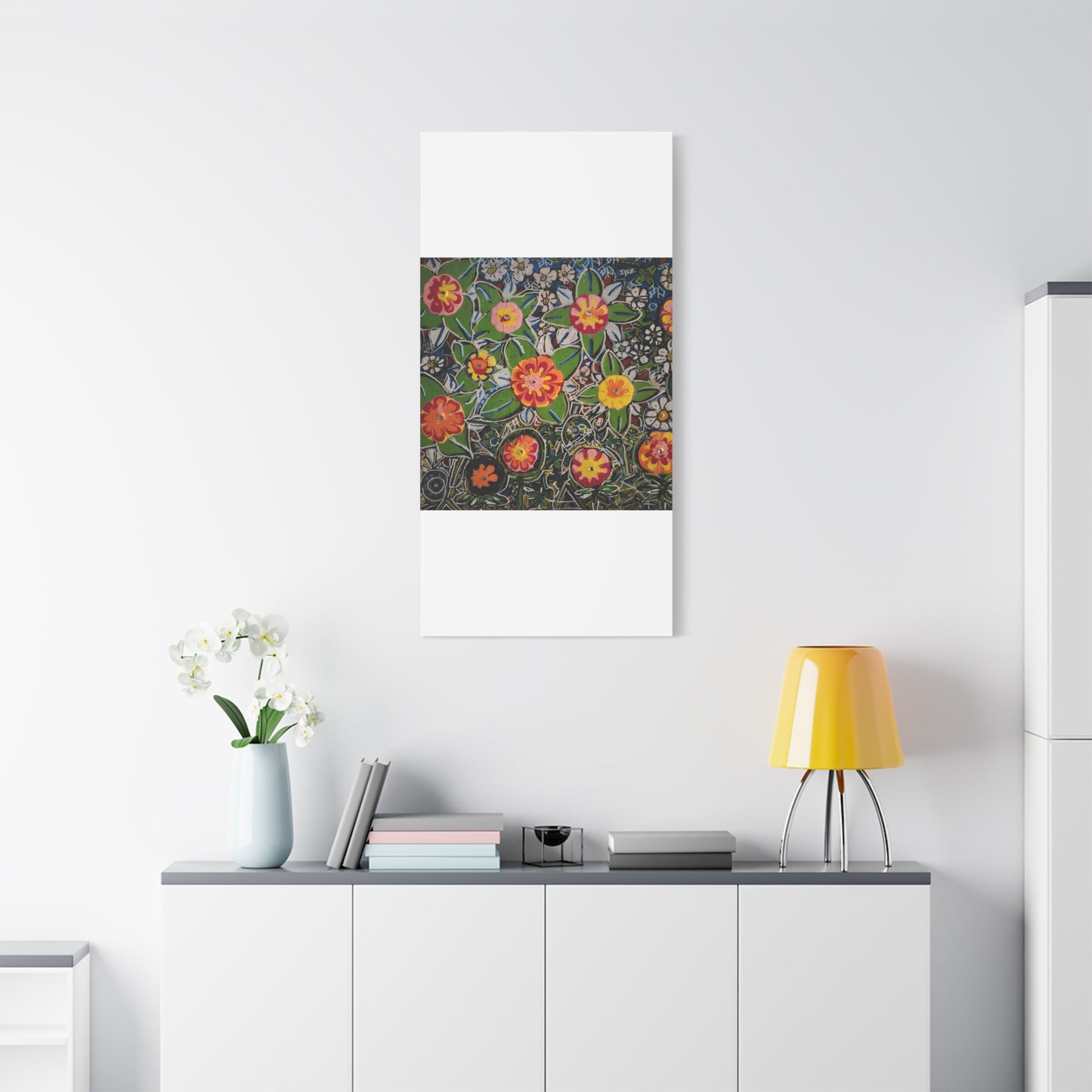 Urban_gardening-04 - Floral Pop Matte Stretched Canvas – Colorful Hand-Painted Garden Wall Art