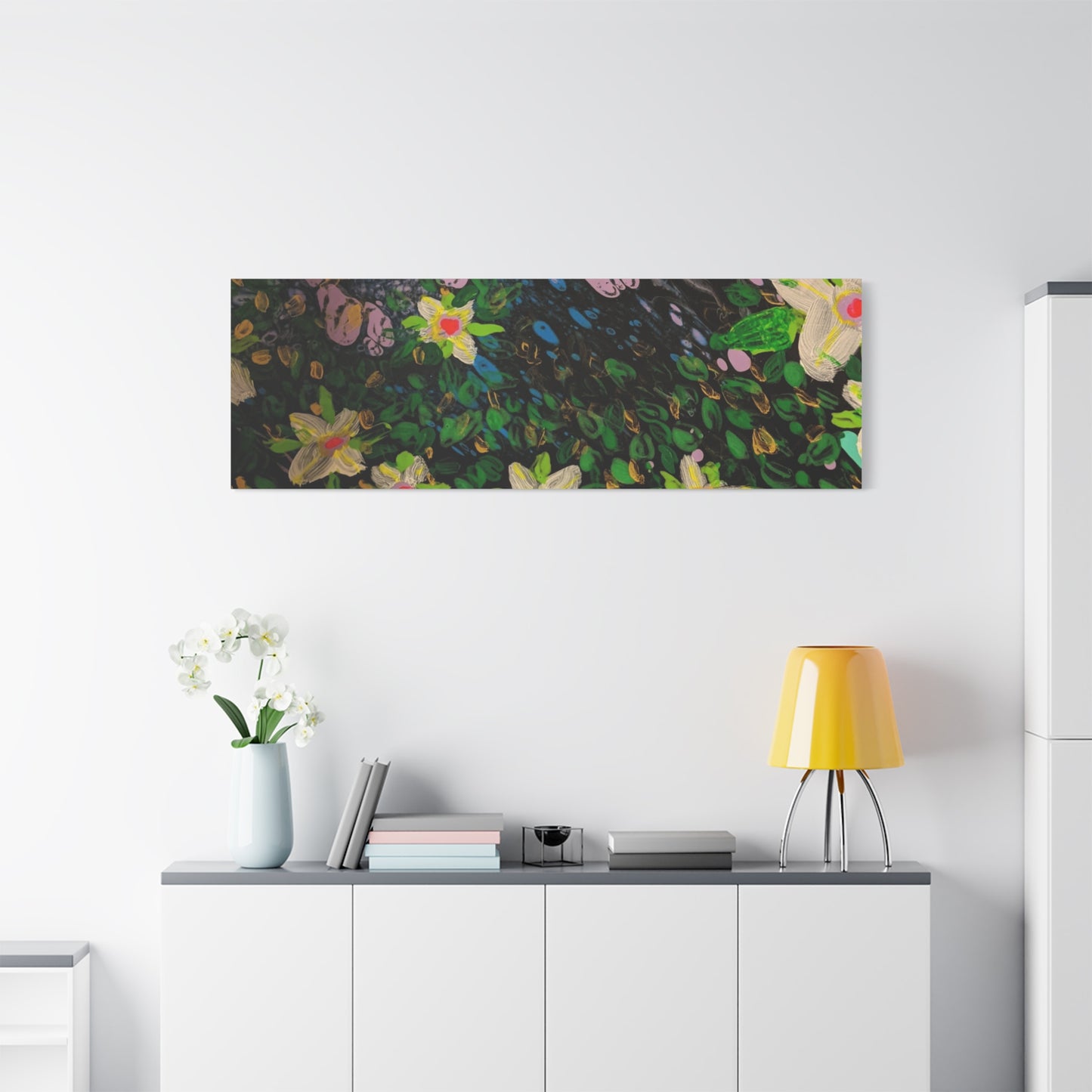 Floetrol&Flowers - Night Pour Garden Matte Canvas Print — Stretched Wall Art