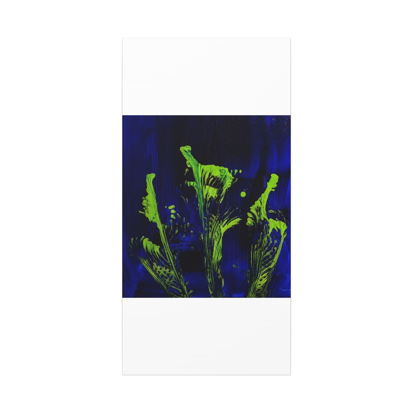 calla_lillies_pt.2 - Neon Floral Abstract Canvas Print — Blue & Lime Stretched Wall Art