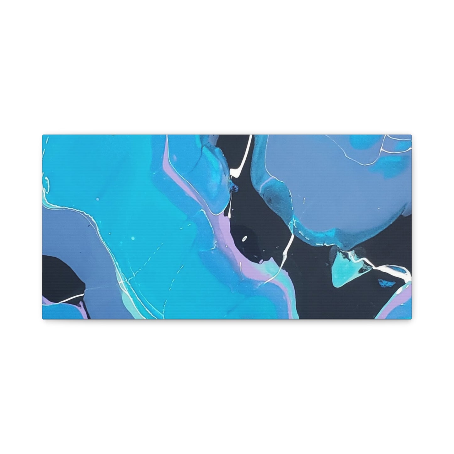 Abstract Blue Fluid Art Canvas Print — Matte Stretched Wall Art 1.25"