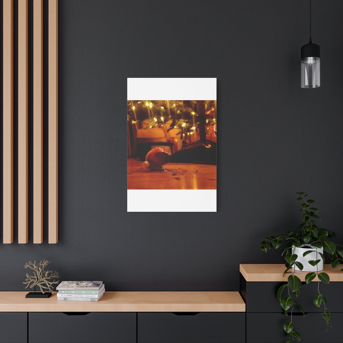 Christmas Tree Ornament Photo Canvas – Cozy Holiday Still Life Wall Art