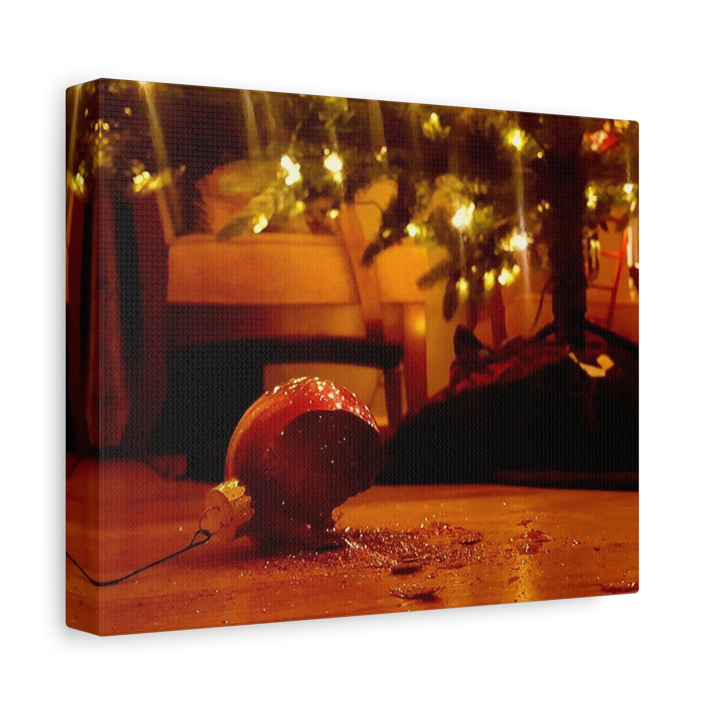 Christmas Tree Ornament Photo Canvas – Cozy Holiday Still Life Wall Art