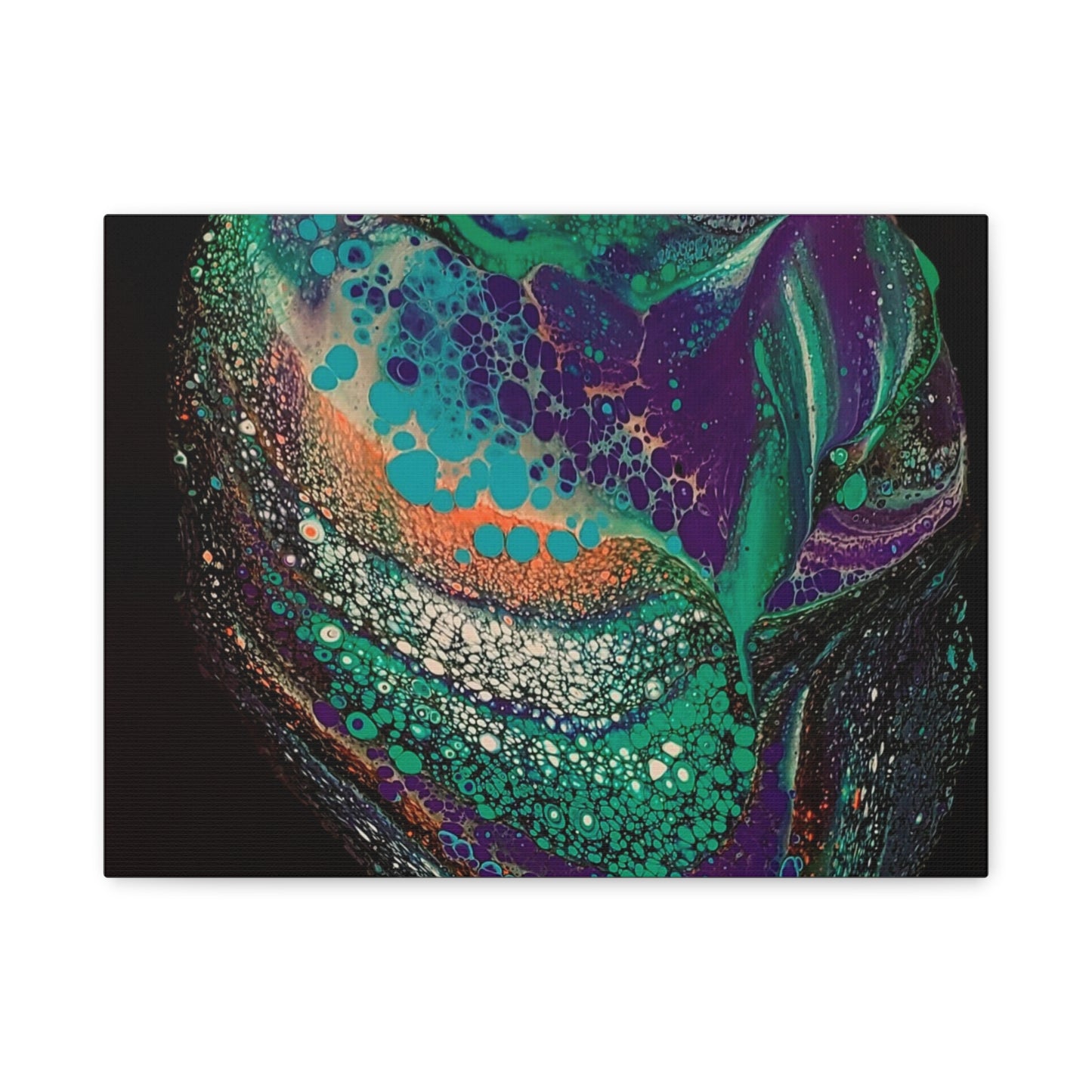 Abstract Fluid Art Canvas Print — Teal, Purple & Gold Swirl Matte Stretched Wall Art