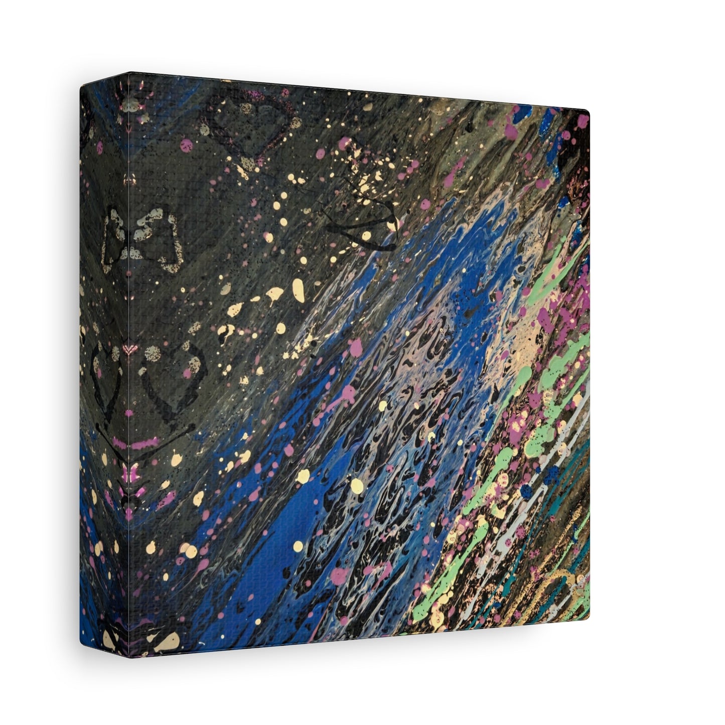 Abstract Splatter Matte Canvas Print — Colorful Fluid Art Wall Decor, Stretched 1.25"