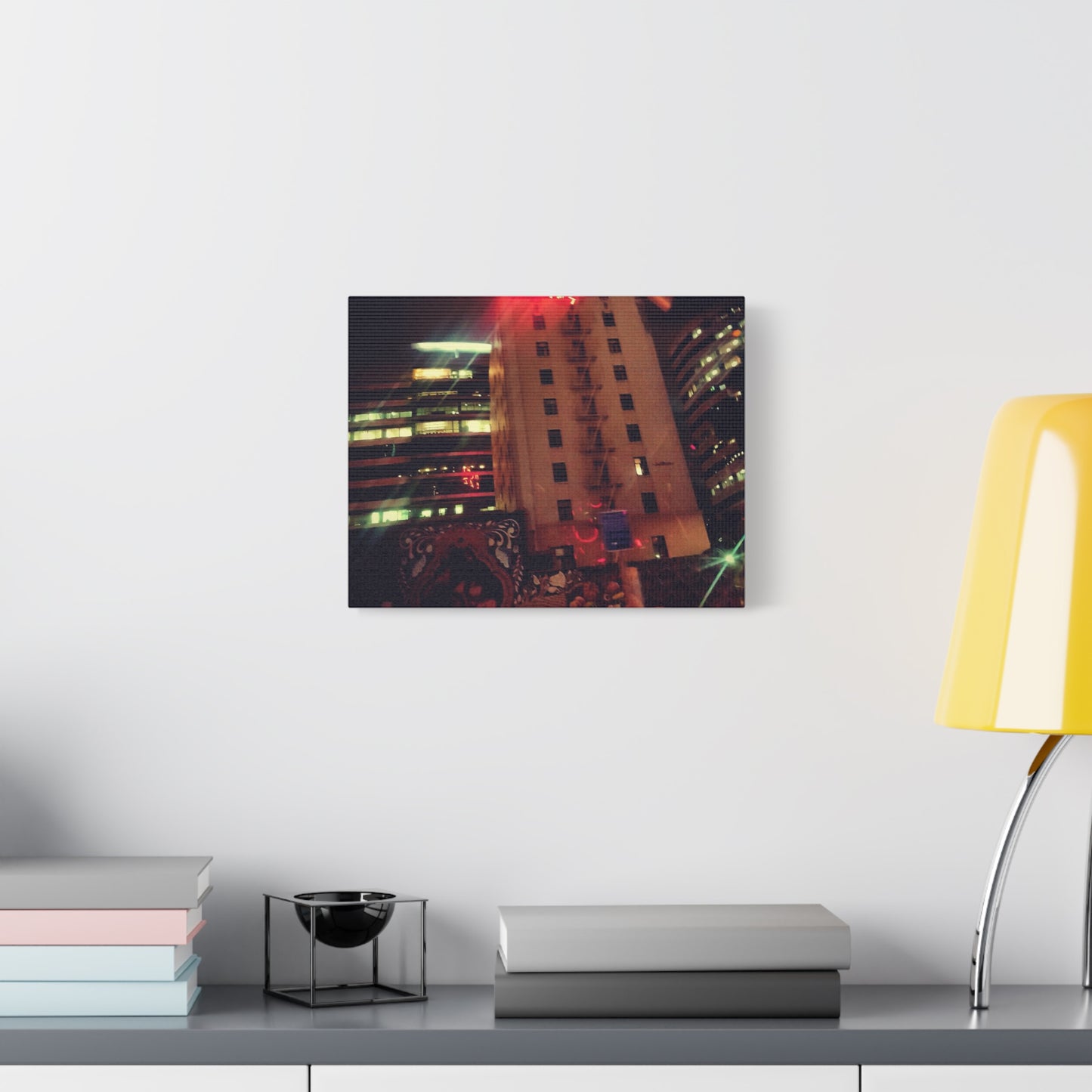 Hotel DeAnza - City Nightscape Canvas Print — Urban Street Art Building Matte Stretched 1.25"