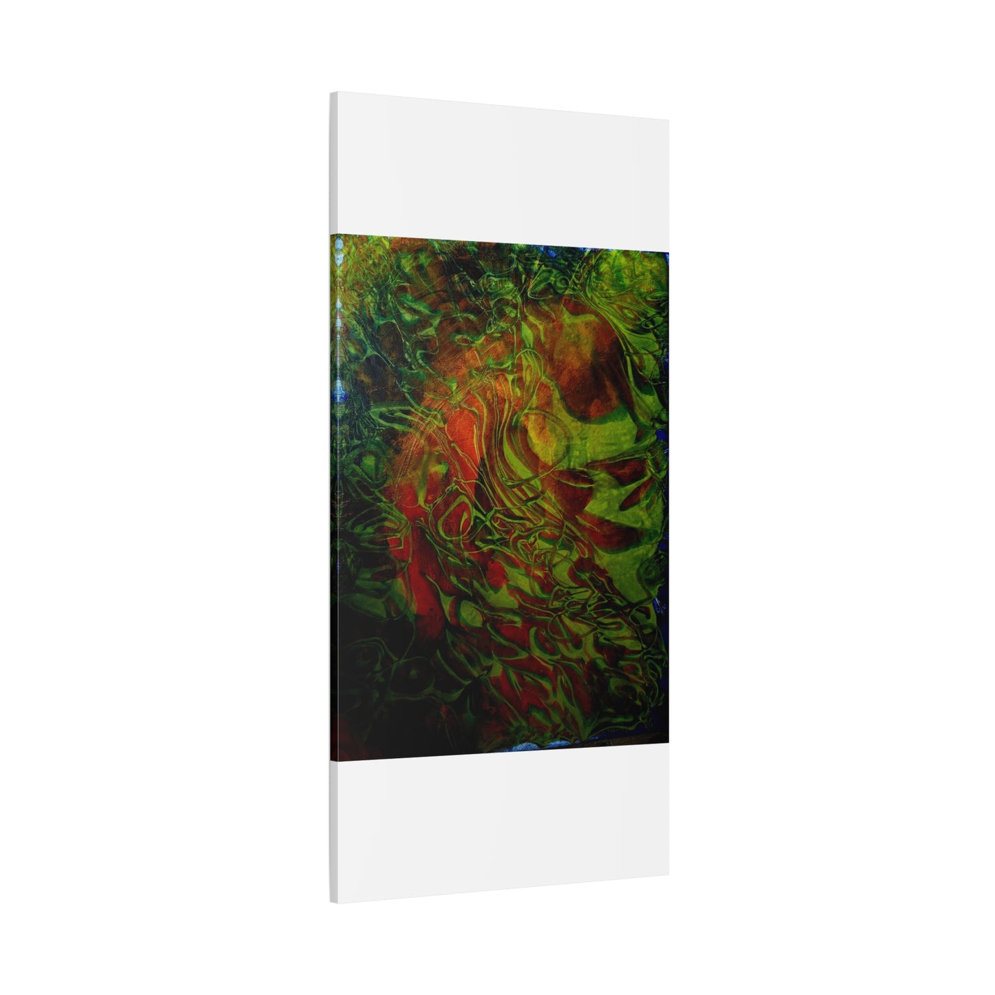 Abstract Green & Red Fluid Art Canvas Print