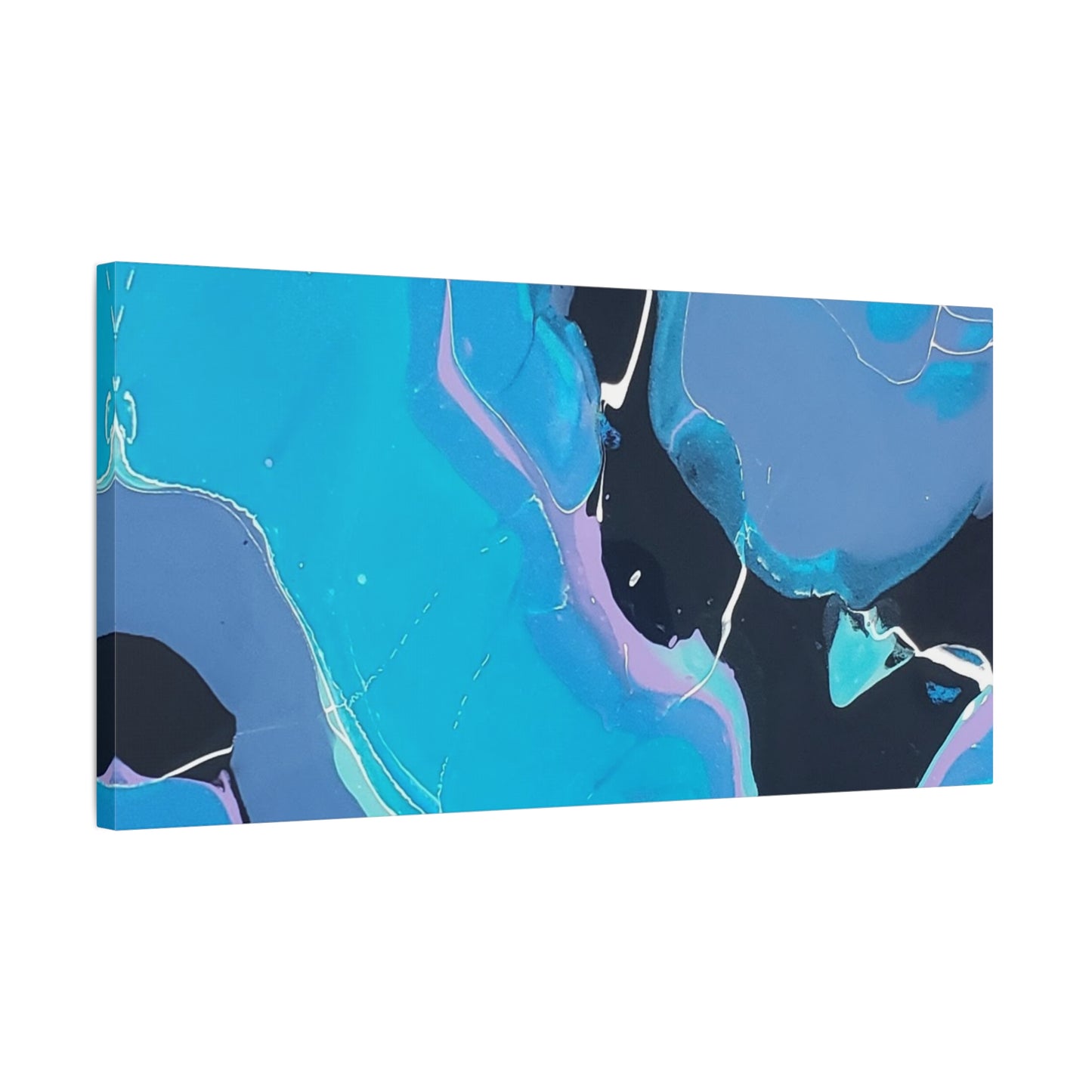 Abstract Blue Fluid Art Canvas Print — Matte Stretched Wall Art 1.25"