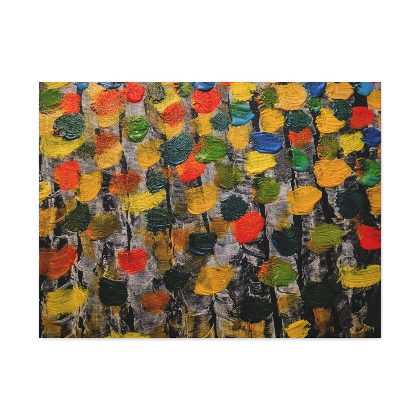 birch trees with color strokes - Abstract Color Bloom Matte Canvas Wall Art — Stretched 1.25"