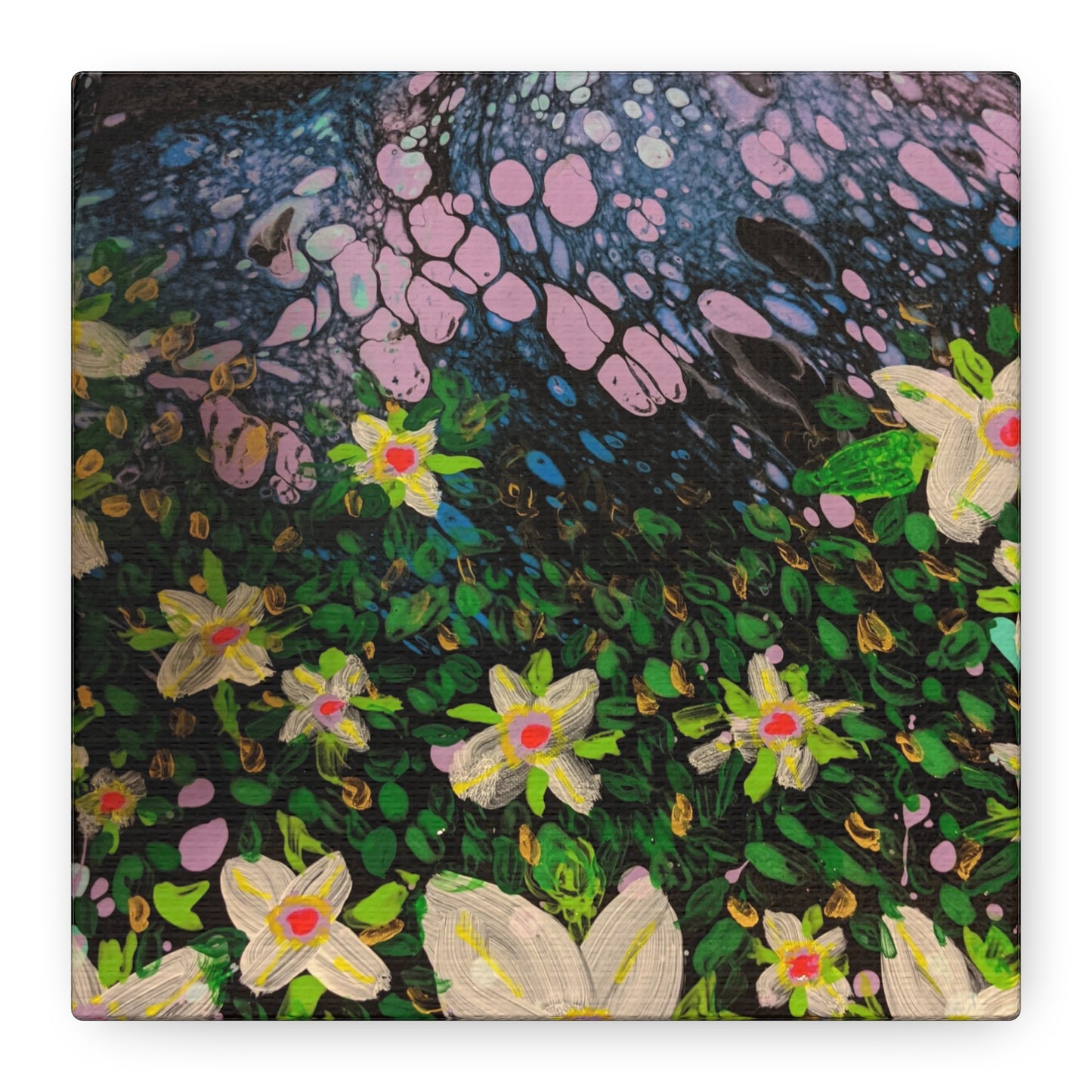 Floetrol&Flowers - Night Pour Garden Matte Canvas Print — Stretched Wall Art