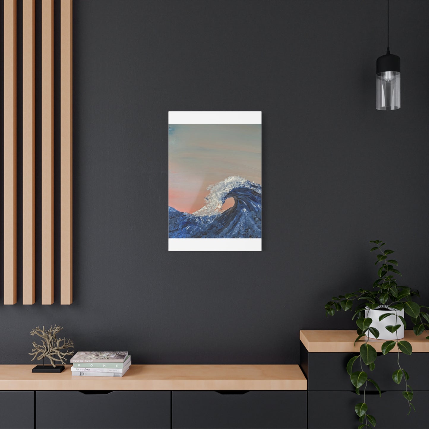 California_Coast - Ocean Wave Canvas Art — Blue Wave Seascape Matte Stretched Canvas