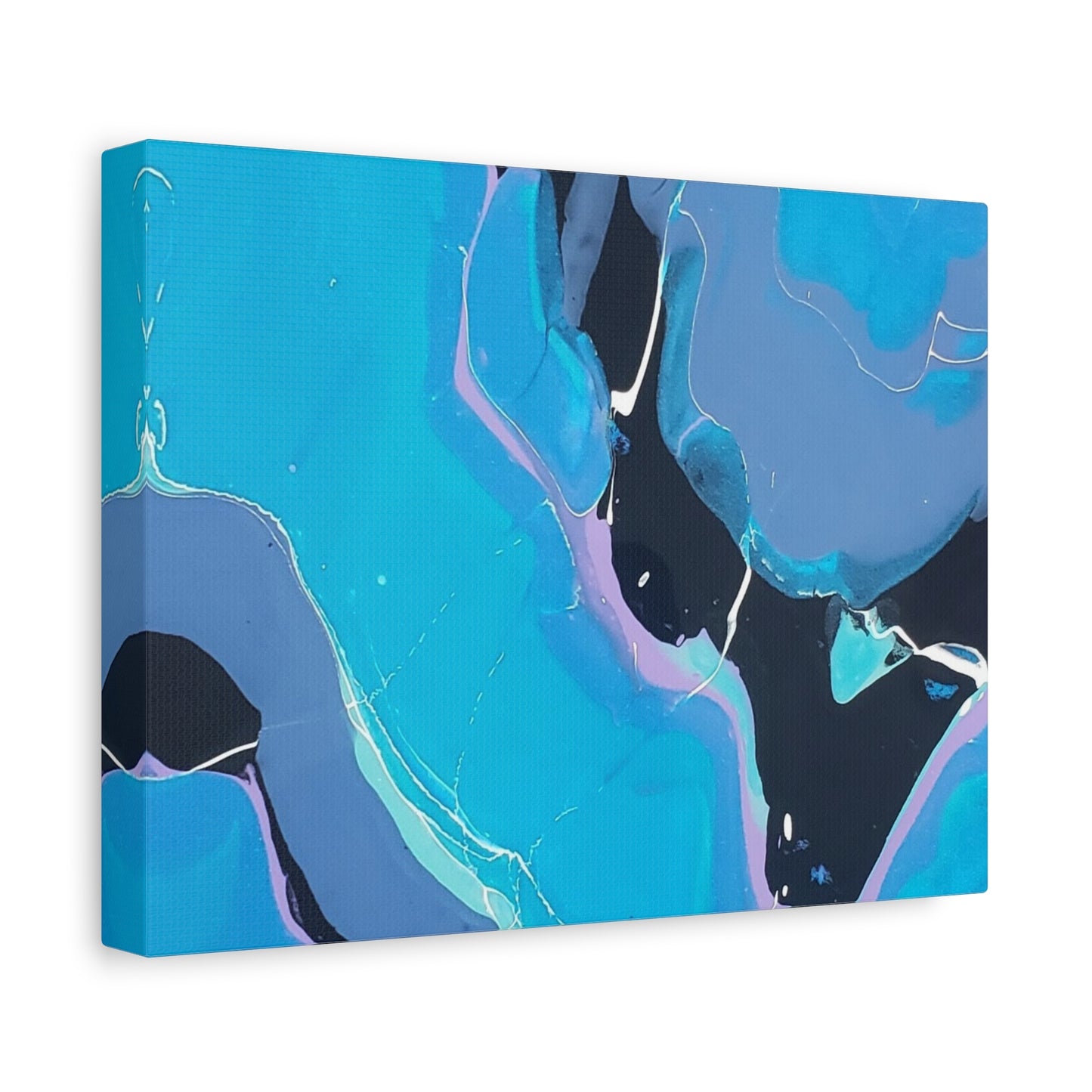 Abstract Blue Fluid Art Canvas Print — Matte Stretched Wall Art 1.25"