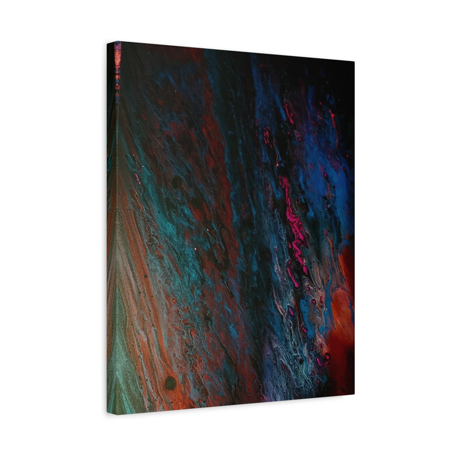 Abstract Fluid Art Canvas Wall Art - Jupiter pour — Vibrant Ocean Night Matte Stretched Canvas