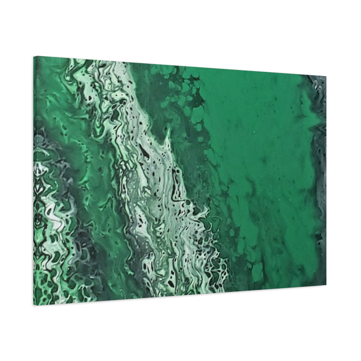Emerald Wave Abstract Canvas Print — Matte Stretched Wall Art