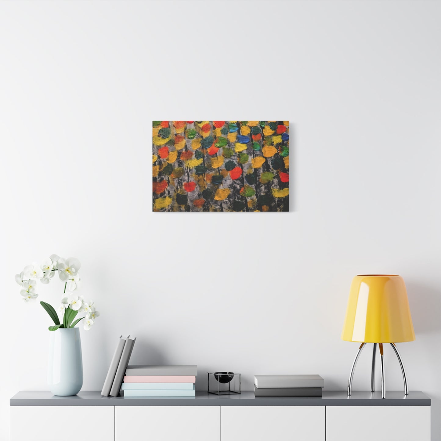 birch trees with color strokes - Abstract Color Bloom Matte Canvas Wall Art — Stretched 1.25"