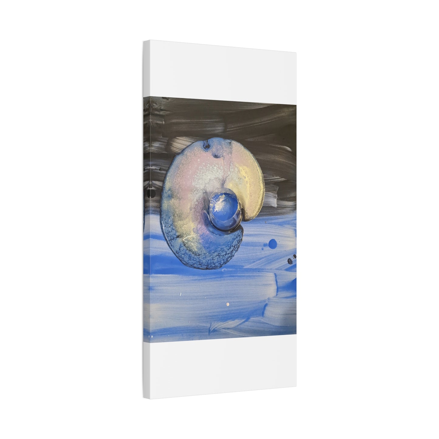 the nautilus - Abstract Blue Spiral Matte Canvas Art - Nautical Coastal Wall Decor