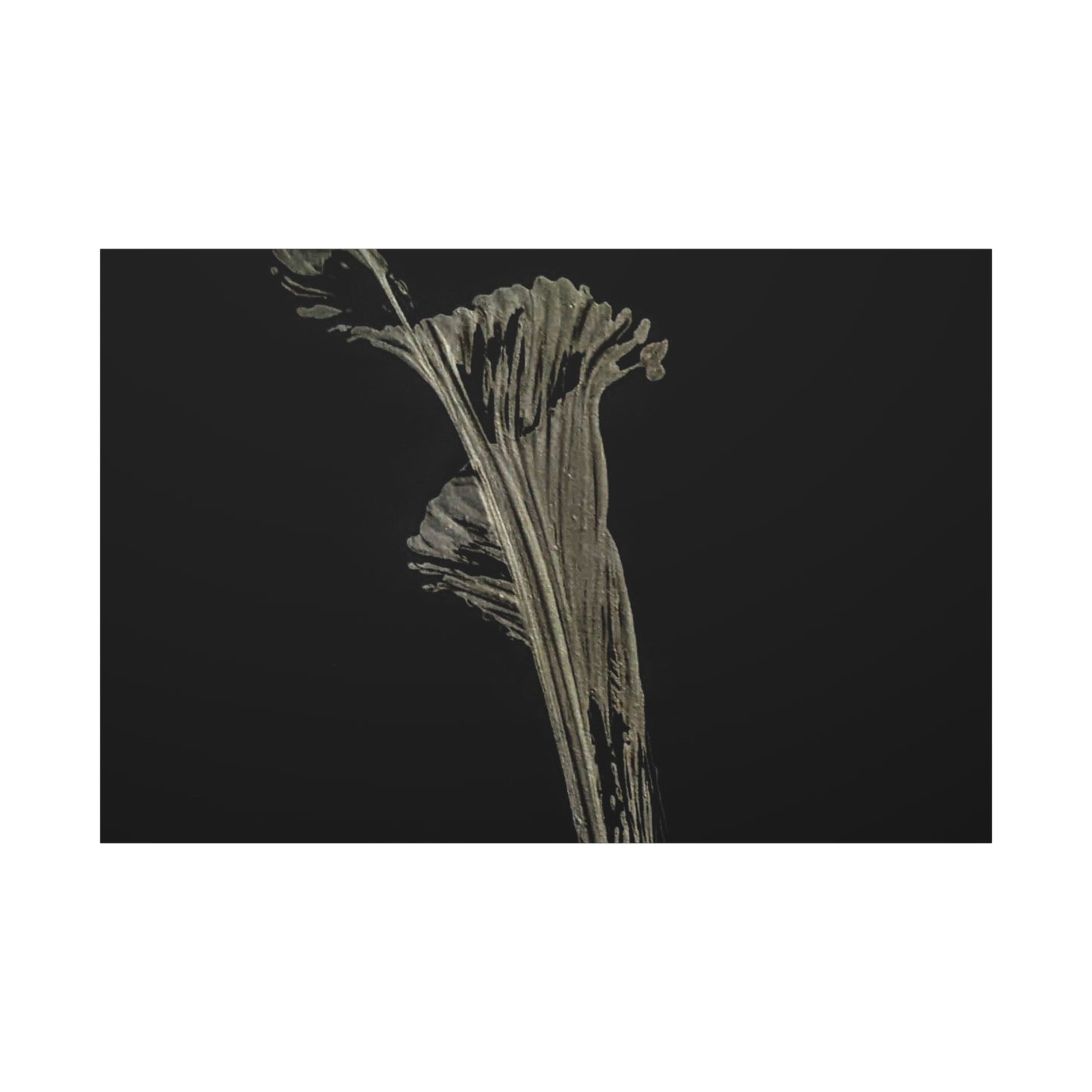 Calla Lilly - Minimalist Botanical Canvas Print — Monochrome Flower Art on Black Matte