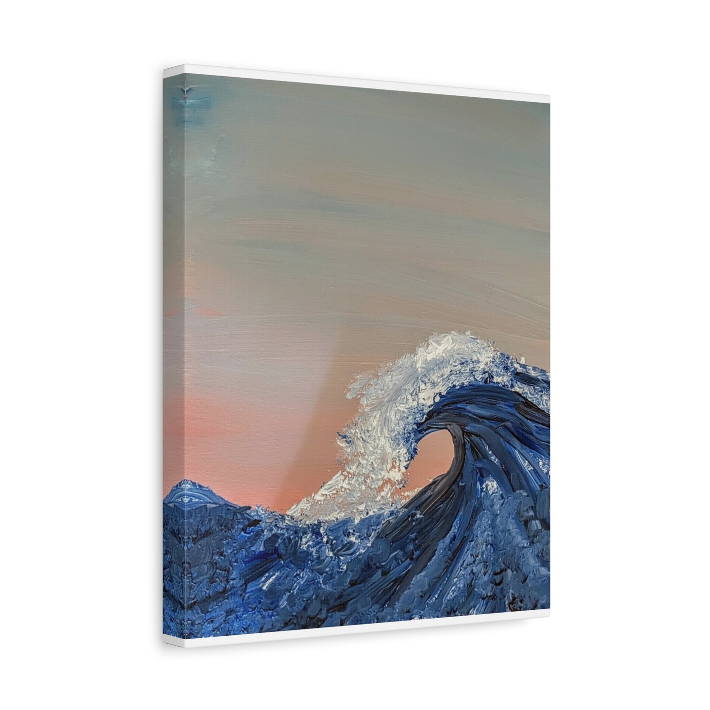 California_Coast - Ocean Wave Canvas Art — Blue Wave Seascape Matte Stretched Canvas