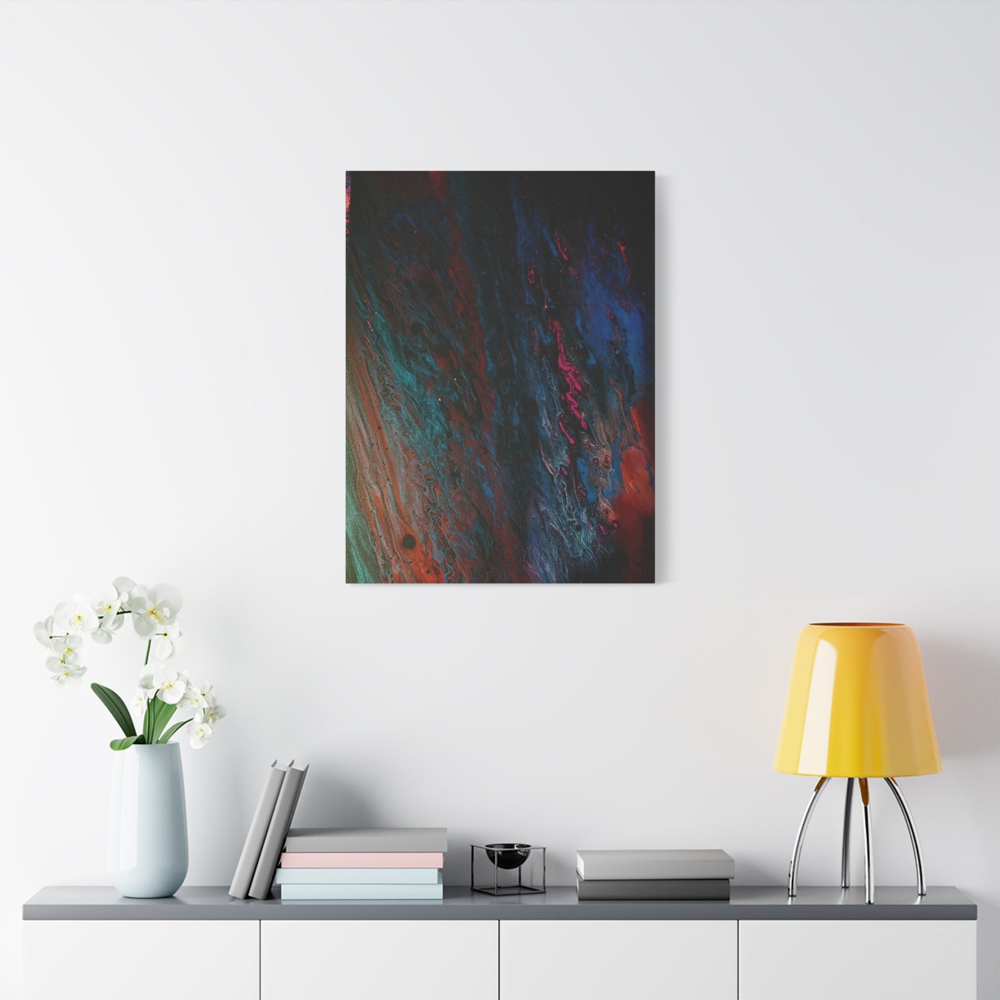 Abstract Fluid Art Canvas Wall Art - Jupiter pour — Vibrant Ocean Night Matte Stretched Canvas
