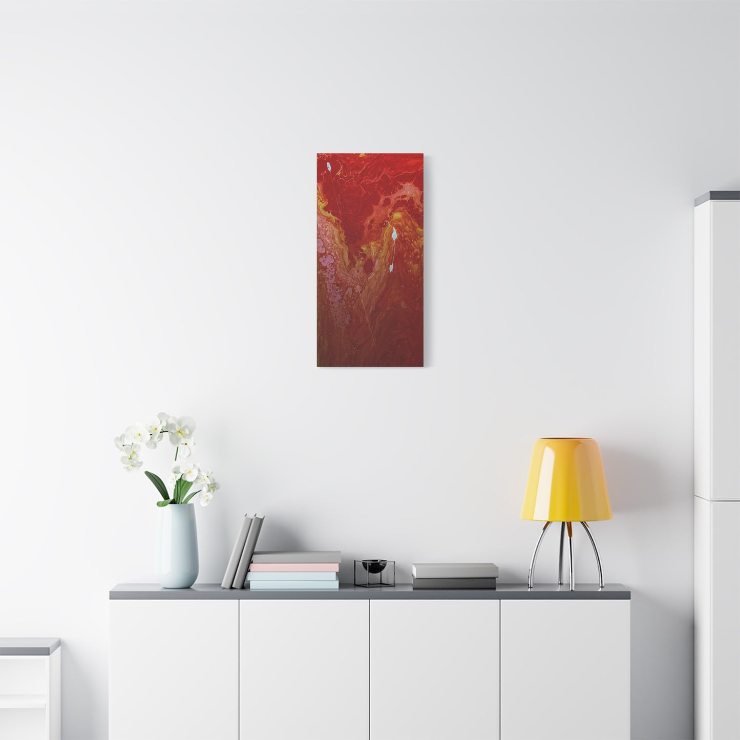 Abstract Red Fluid Art Canvas Print — Matte Stretched Wall Art