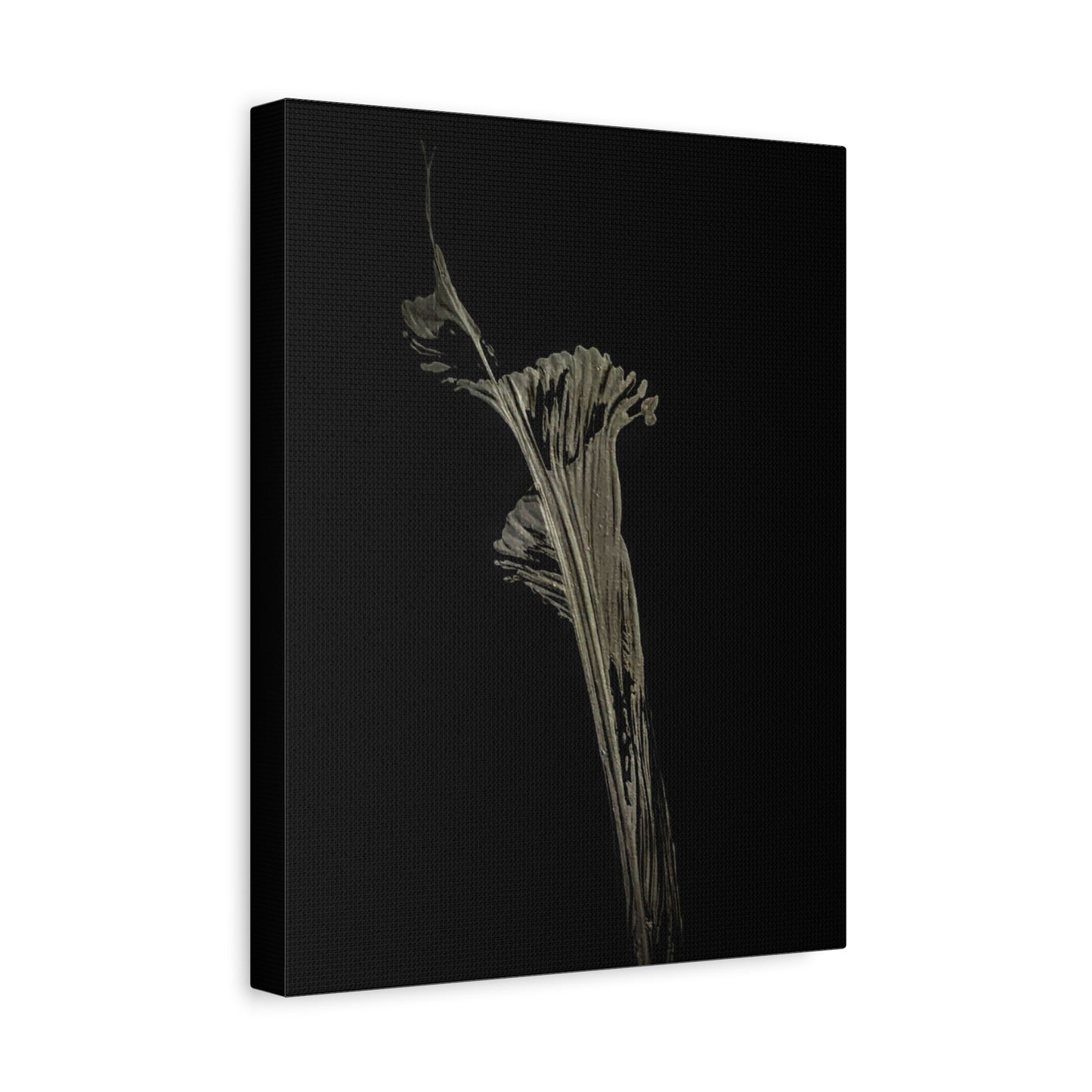 Calla Lilly - Minimalist Botanical Canvas Print — Monochrome Flower Art on Black Matte