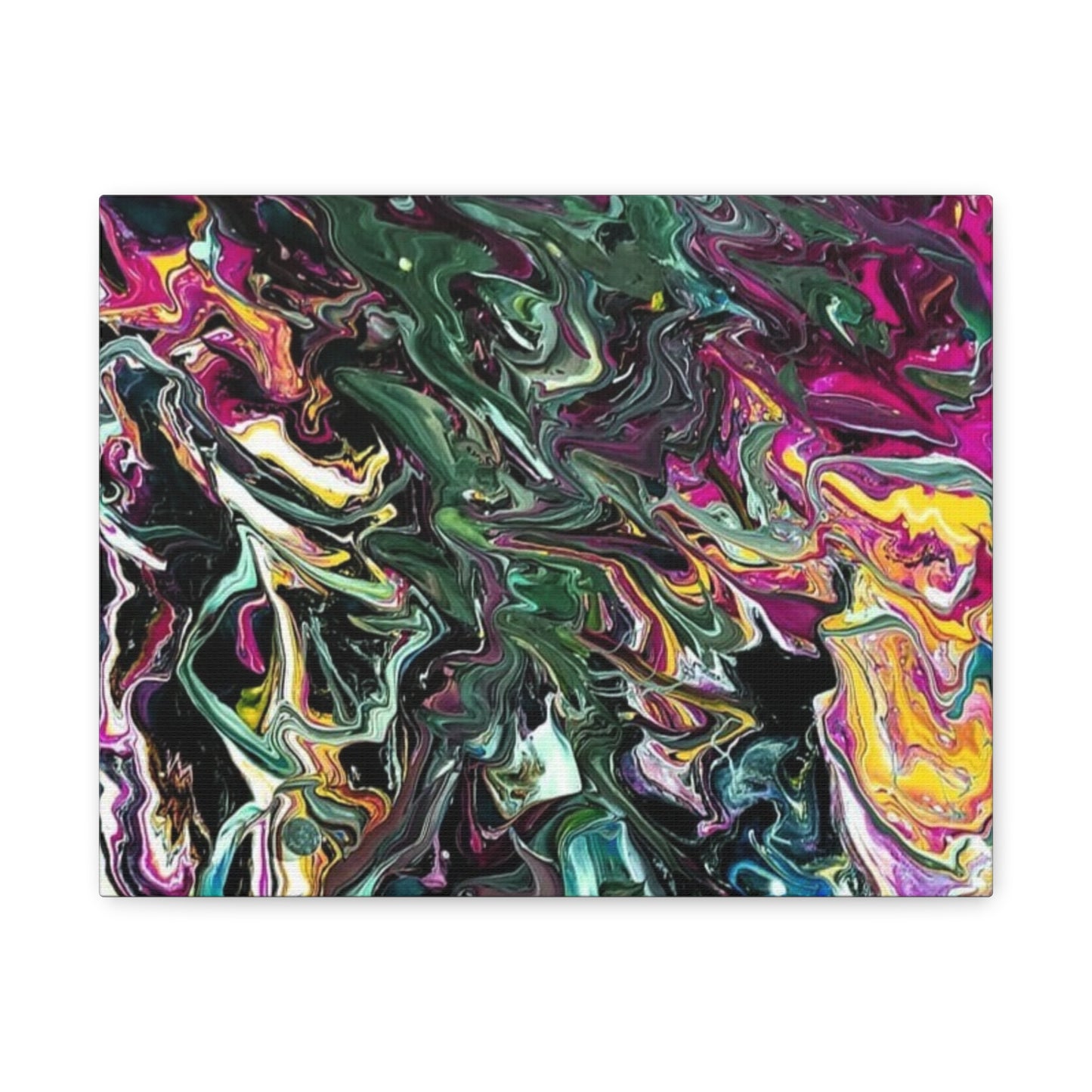 chaos in the garden - Abstract Fluid Art Matte Canvas Print - Colorful Swirl Wall Art